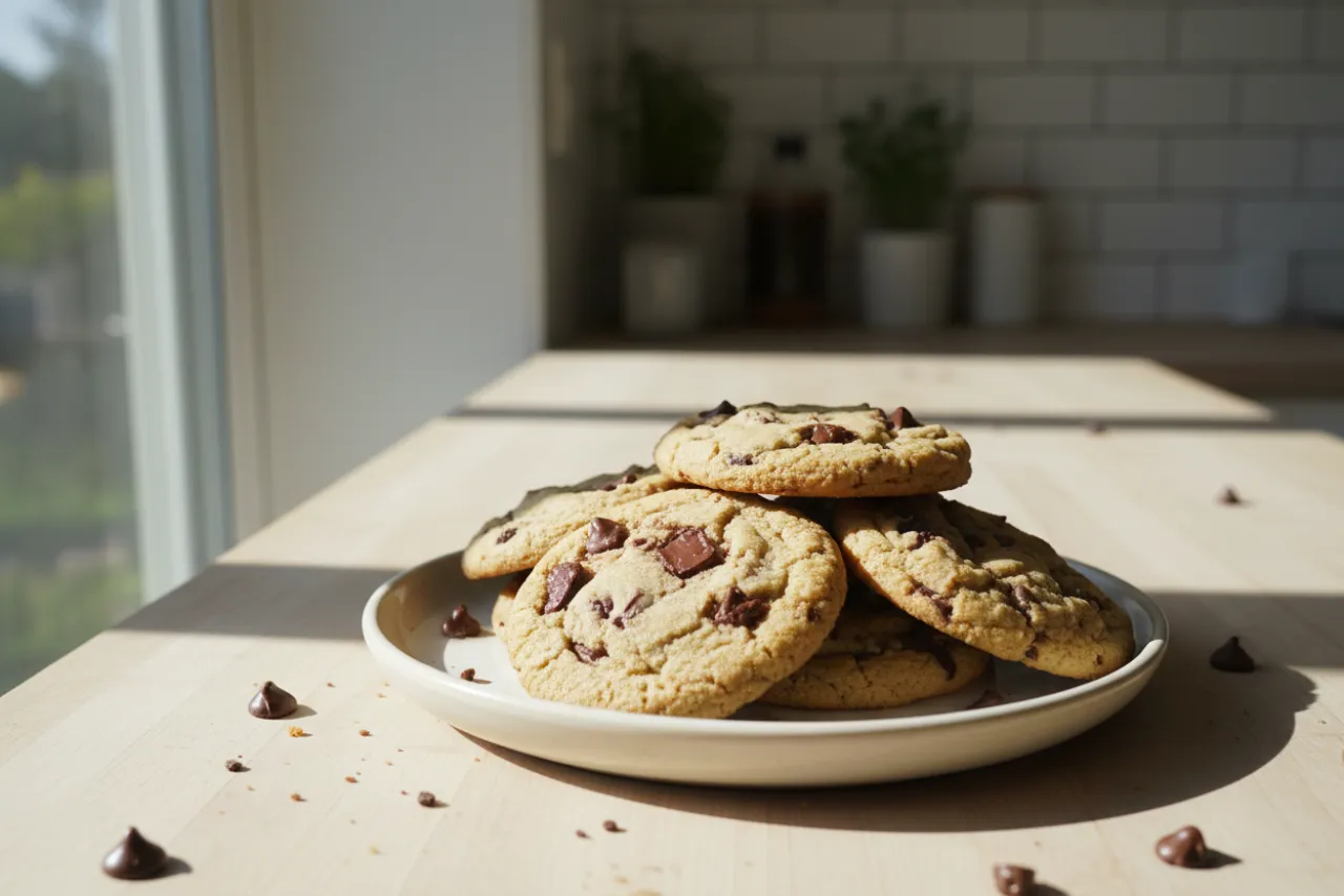 Chocolate Chip Cookies — American recipe, finished and plated