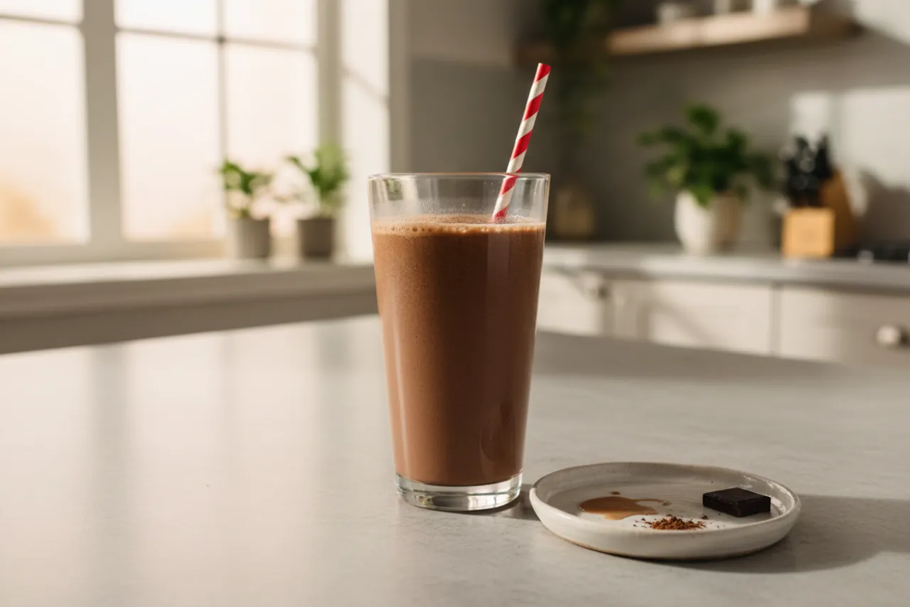 Chocolate Protein Shake — American recipe, finished and plated