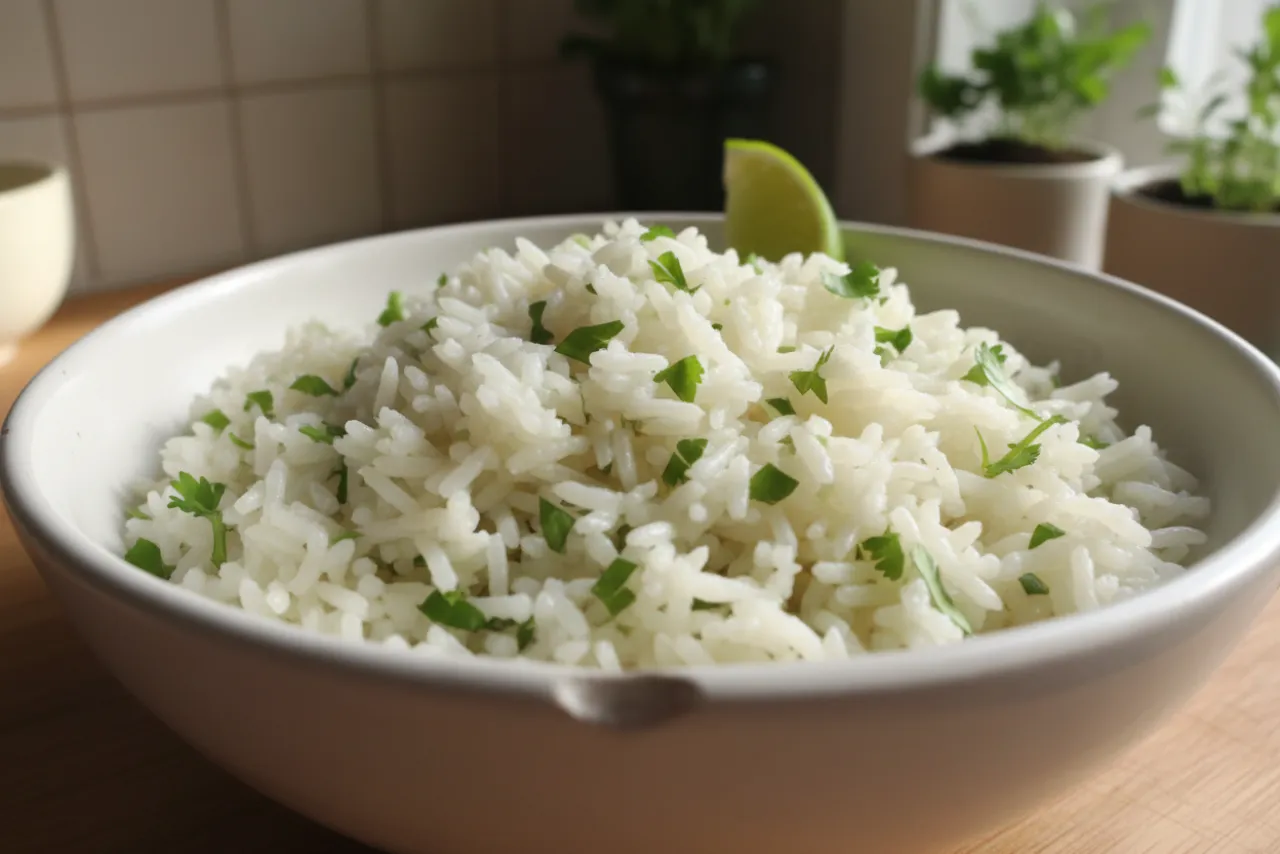 Cilantro Lime Rice — Mexican recipe, finished and plated