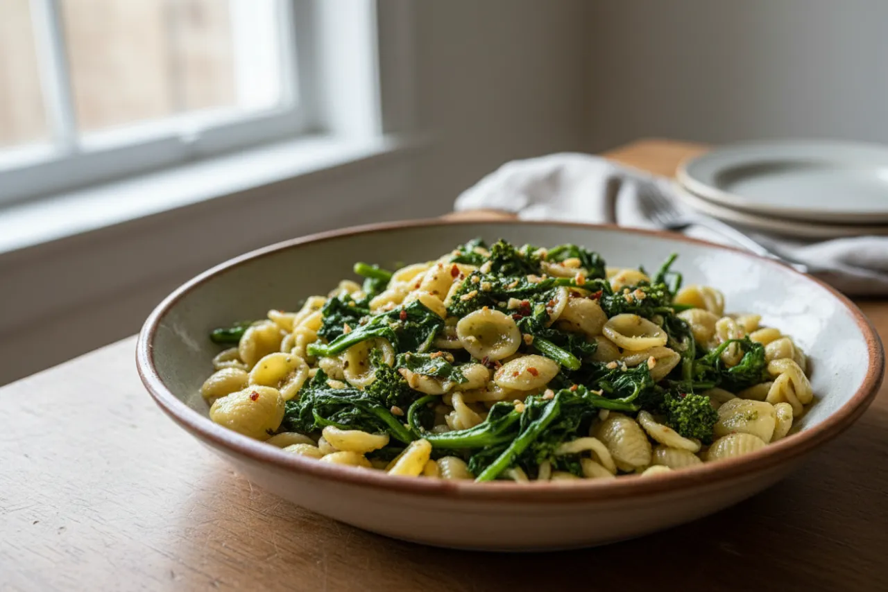 Orecchiette con Cime di Rapa — a easy Mediterranean italian recipe with about 7g of fiber