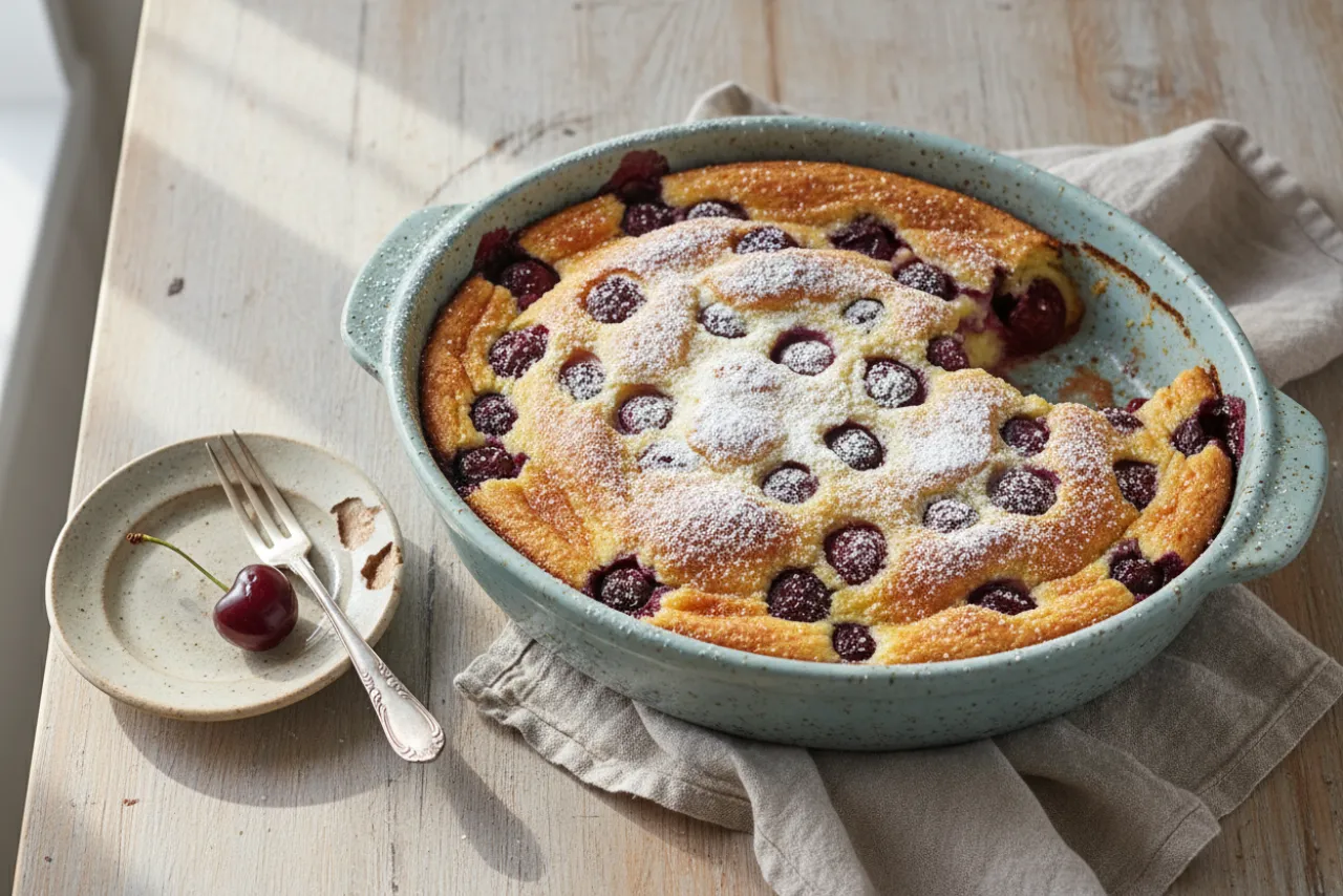 Cherry Clafoutis — French recipe, finished and plated