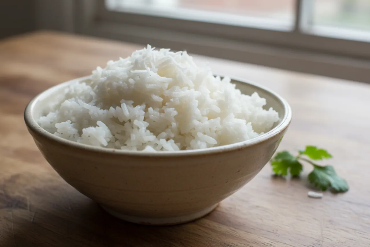 Coconut Rice — Thai recipe, finished and plated