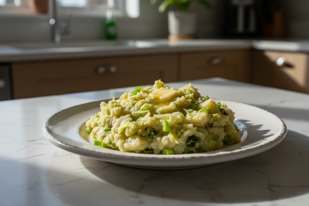 Colcannon — Irish recipe, finished and plated