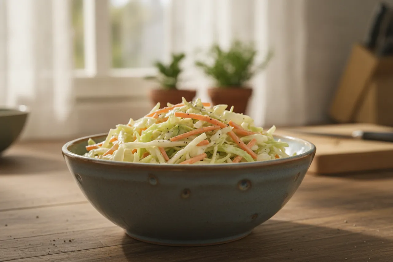Creamy Coleslaw — American recipe, finished and plated