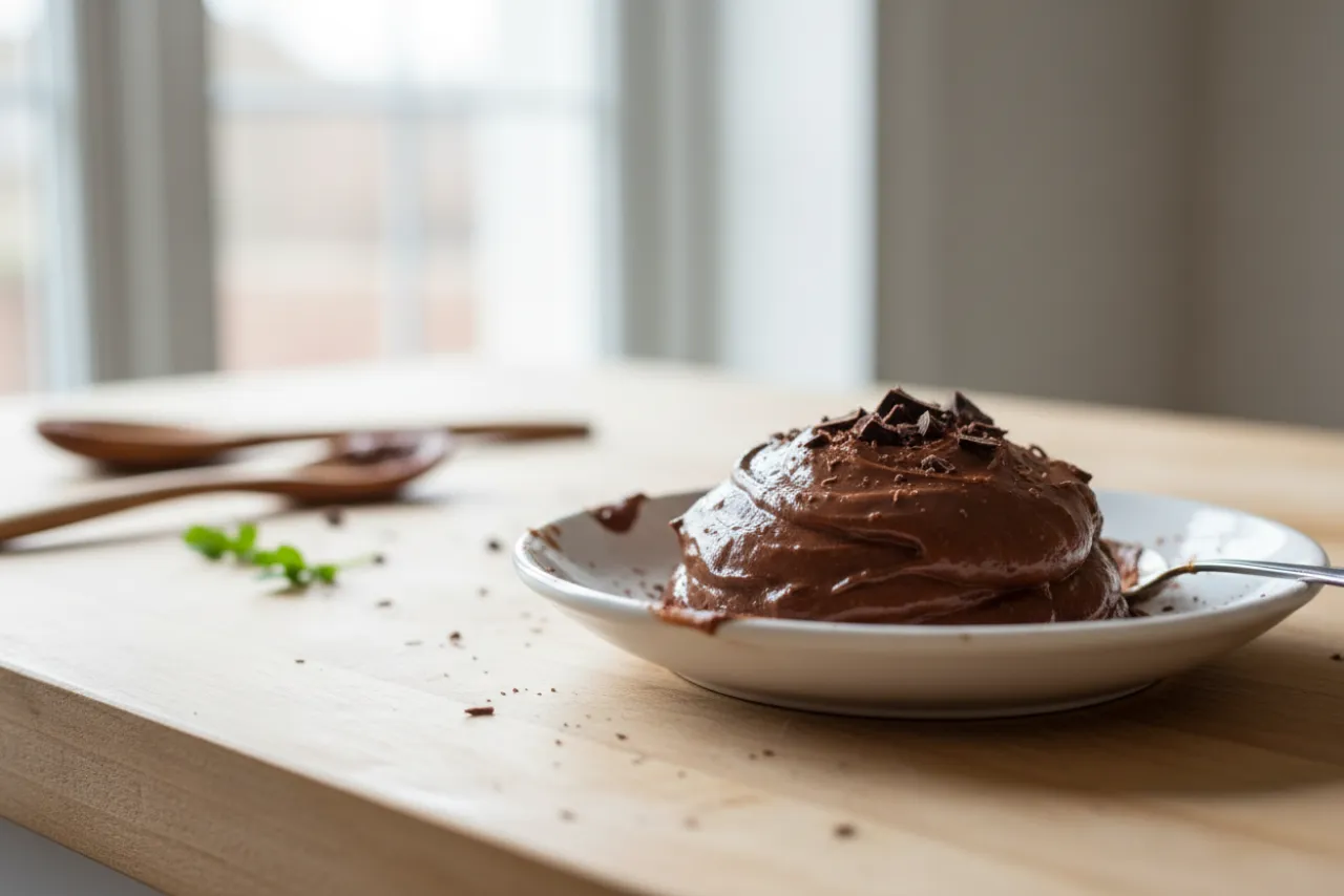 Cottage Cheese Chocolate Mousse — American recipe, finished and plated