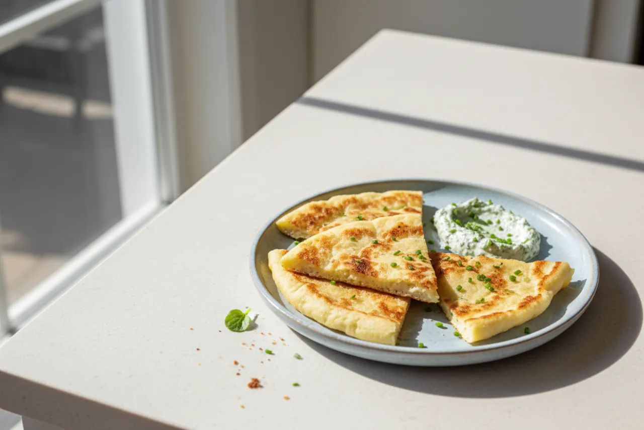 Cottage Cheese Flatbread — a high-protein low-carb american recipe with about 0g of fiber