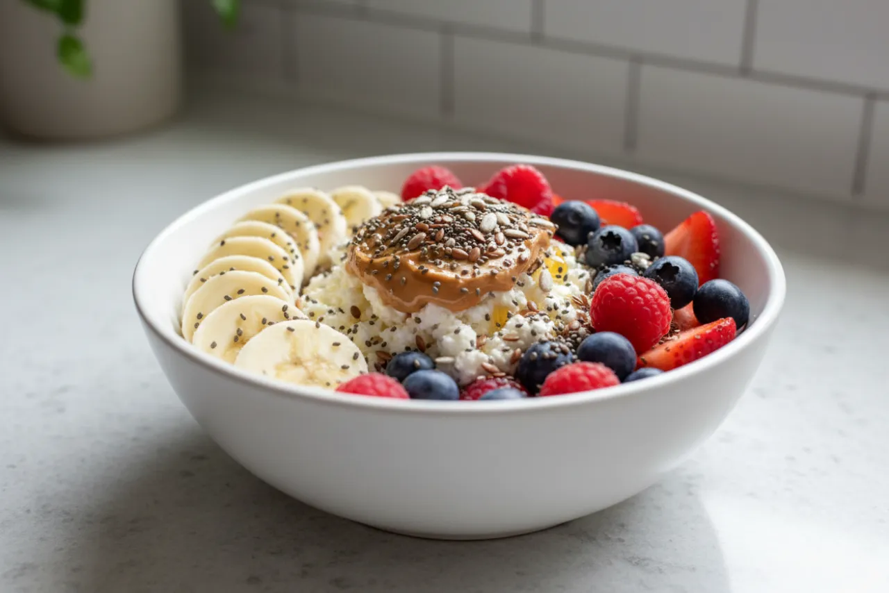Cottage Cheese Protein Bowl — a high-protein vegetarian american recipe with about 4g of fiber