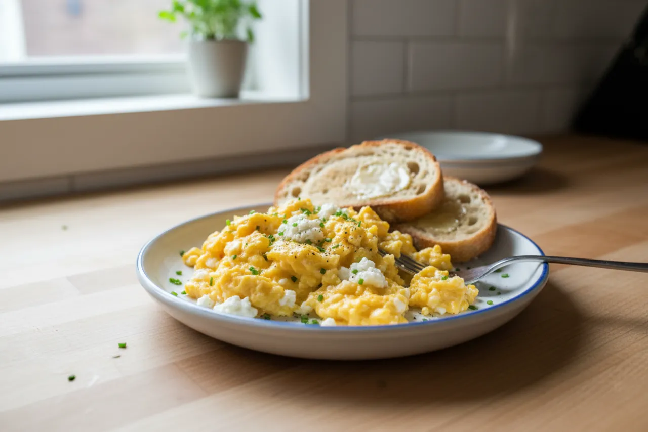Cottage Cheese Scrambled Eggs — a high-protein egg american recipe with about 0g of fiber