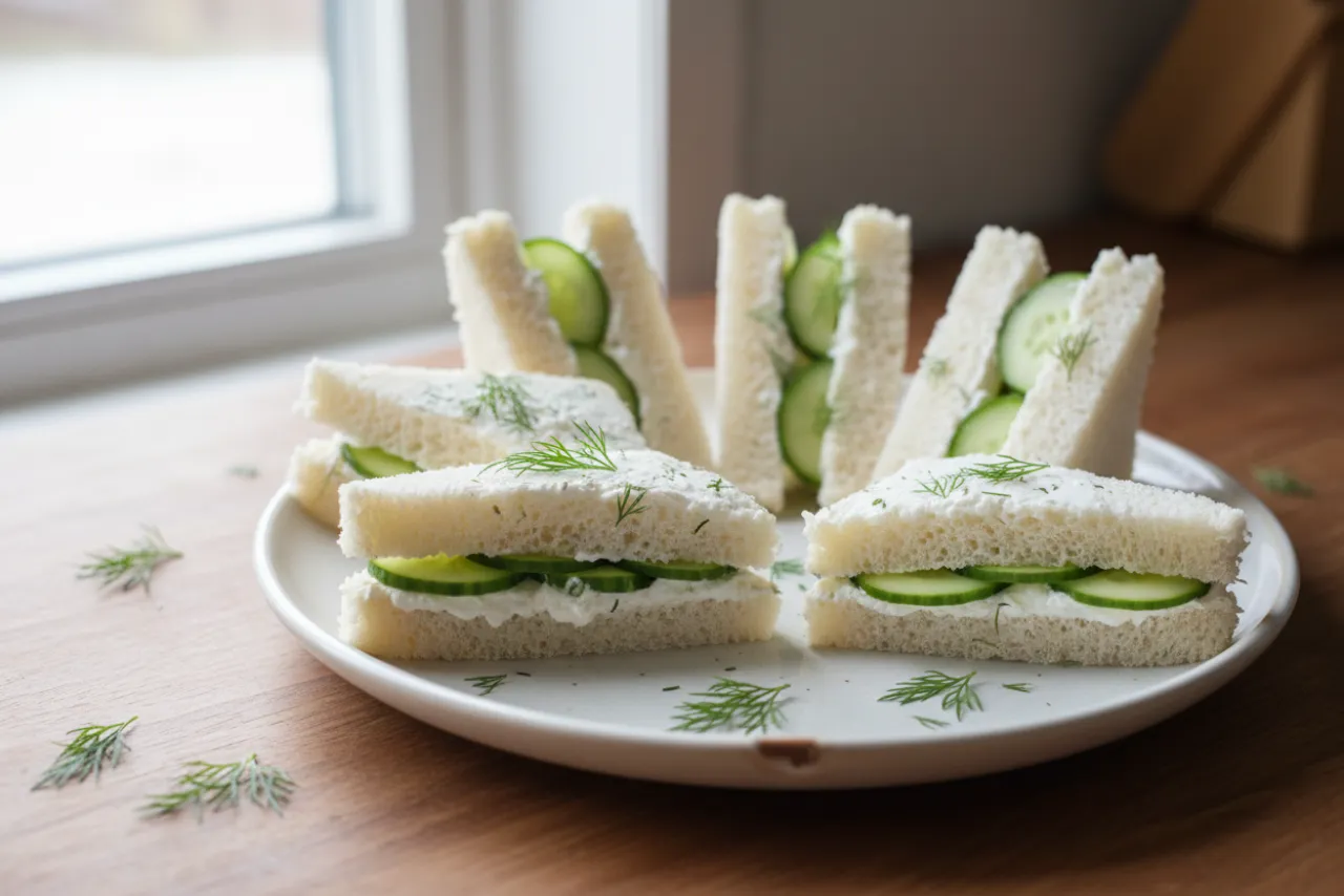 Cucumber Cream Cheese Sandwich — British recipe, finished and plated
