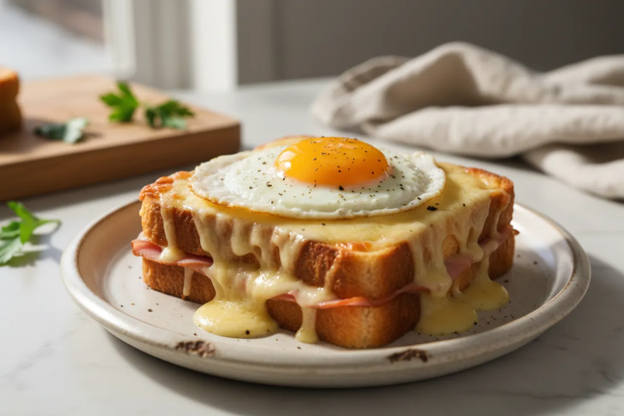 Croque Madame — French recipe, finished and plated