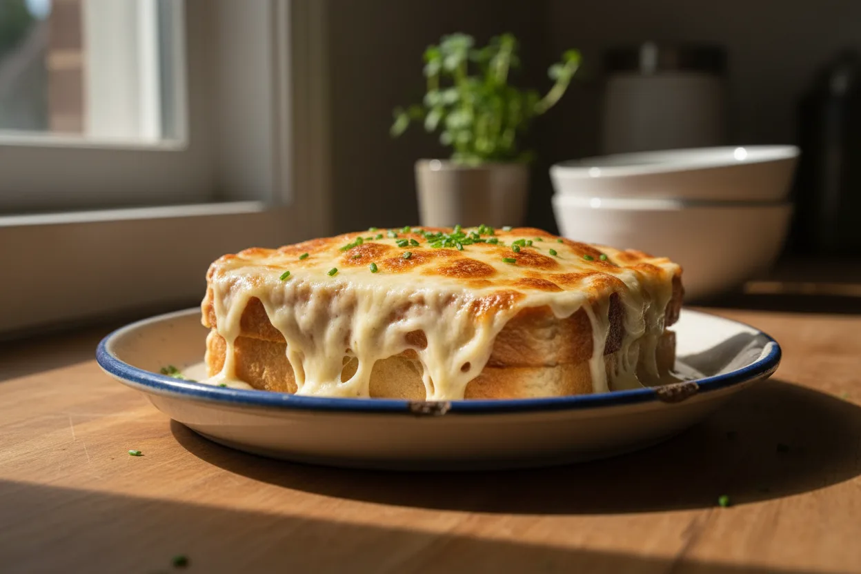 Croque Monsieur — French recipe, finished and plated