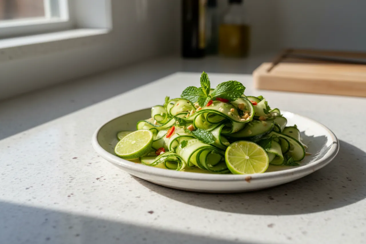 Cucumber, Mint & Lime Salad — Thai recipe, finished and plated