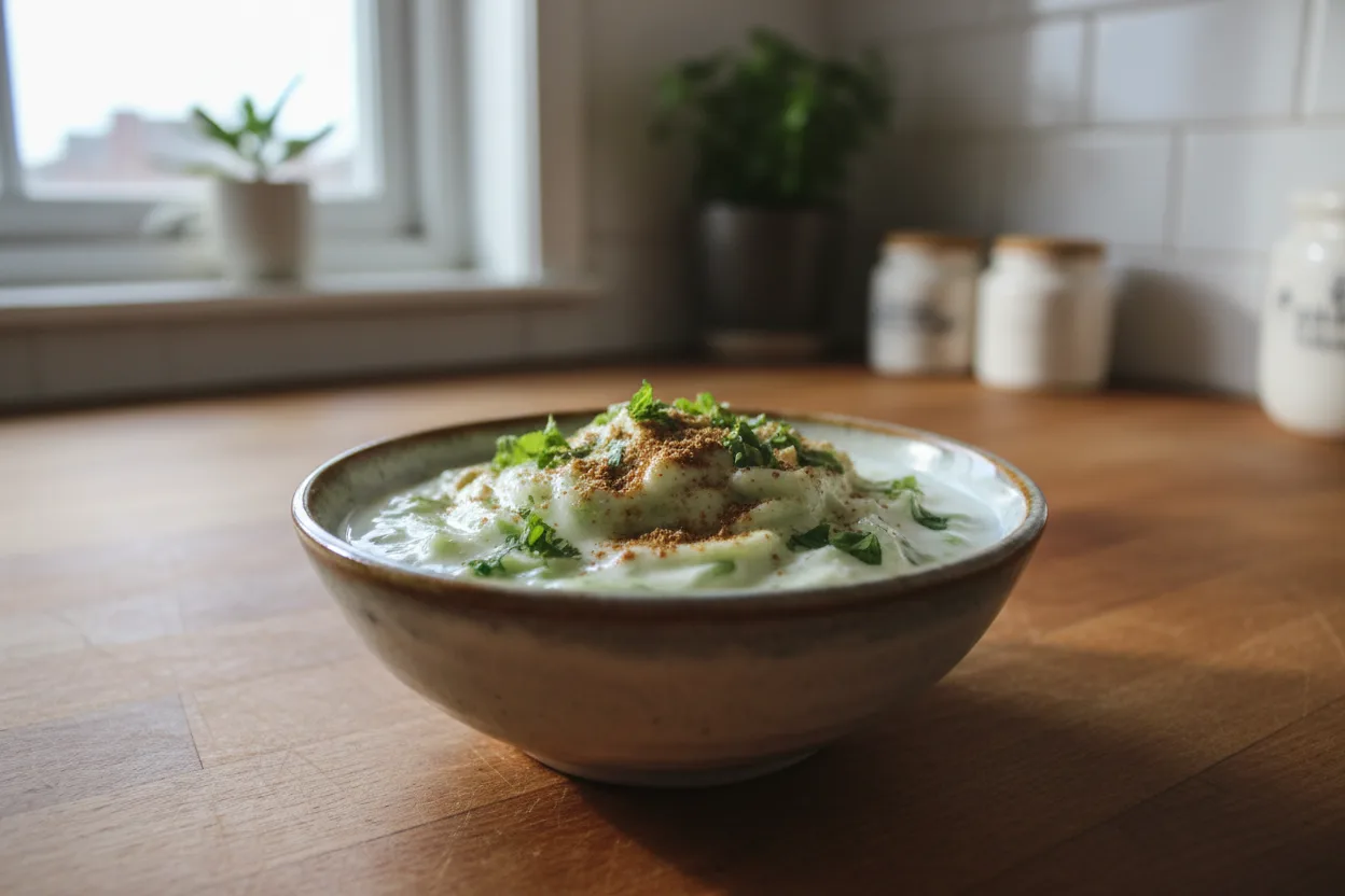 Cucumber Raita — a low-calorie dinner indian recipe with about 1g of fiber