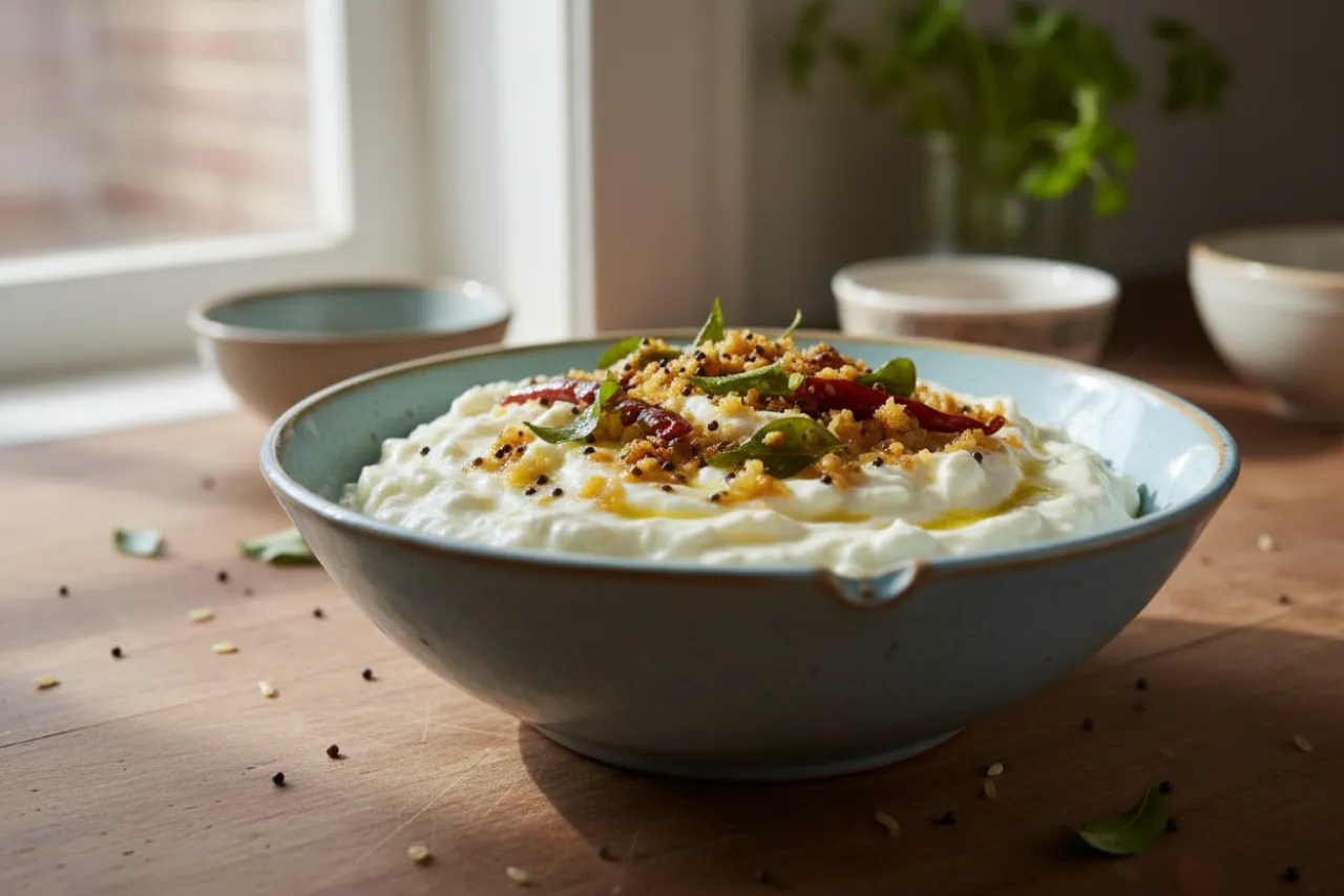 Curd Rice — a pantry indian recipe with about 1g of fiber