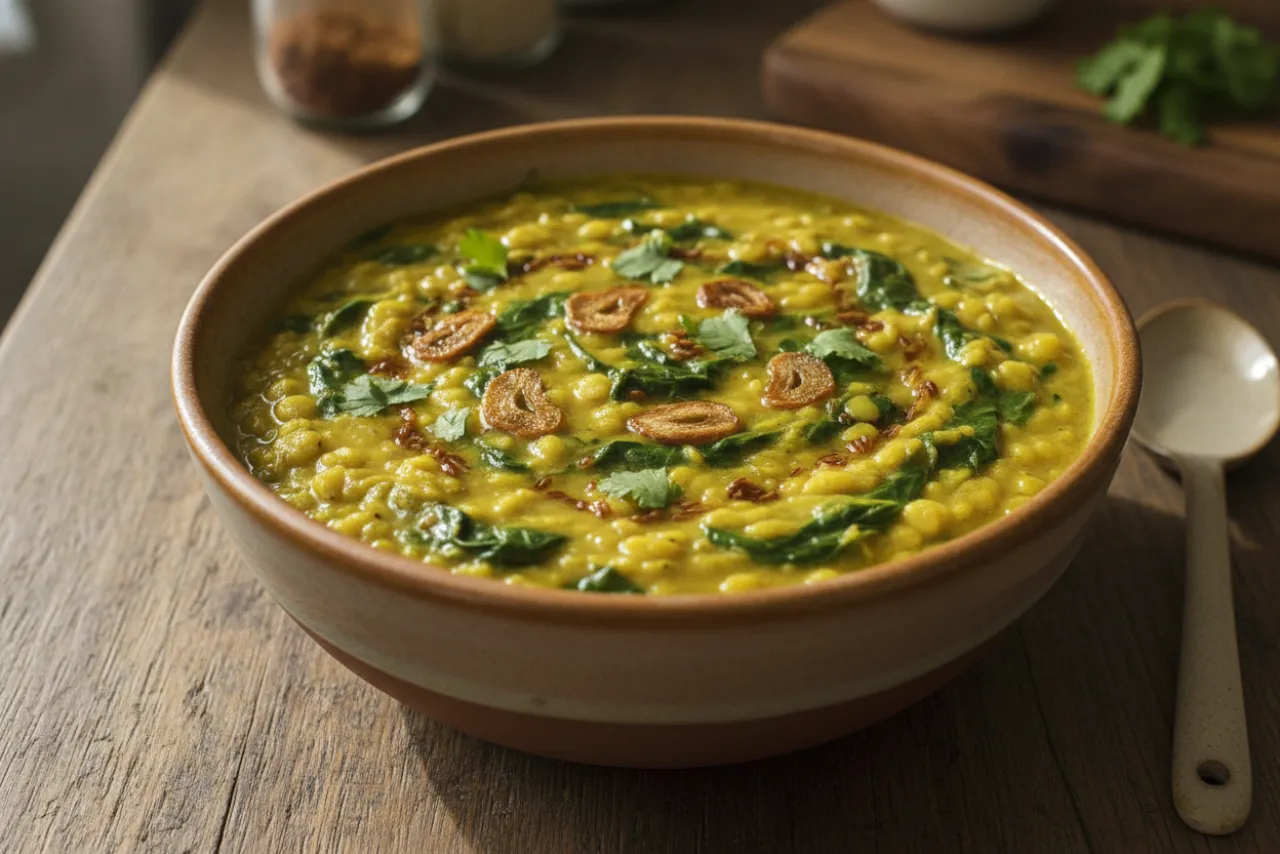 Dal Palak — a anti-inflammatory soup indian recipe with about 10g of fiber