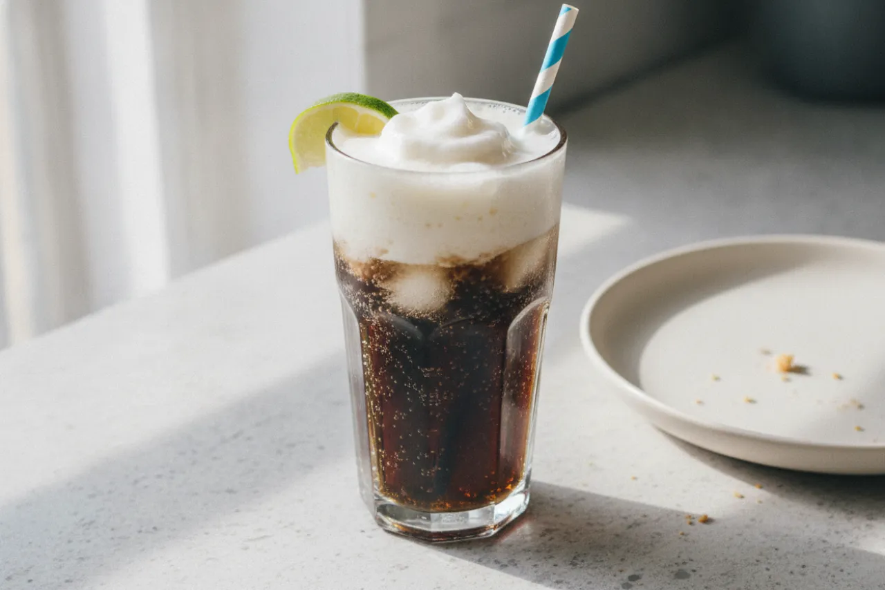 Coconut Cream Cola — American recipe, finished and plated