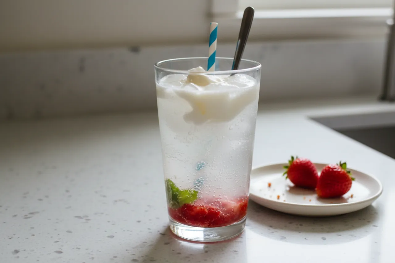 Strawberries & Cream Soda — American recipe, finished and plated