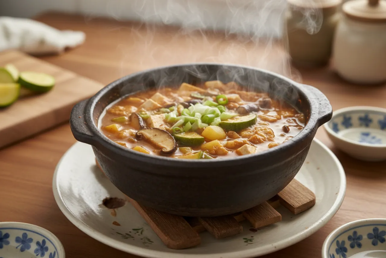 Doenjang Jjigae — a high-protein vegan korean recipe with about 4g of fiber