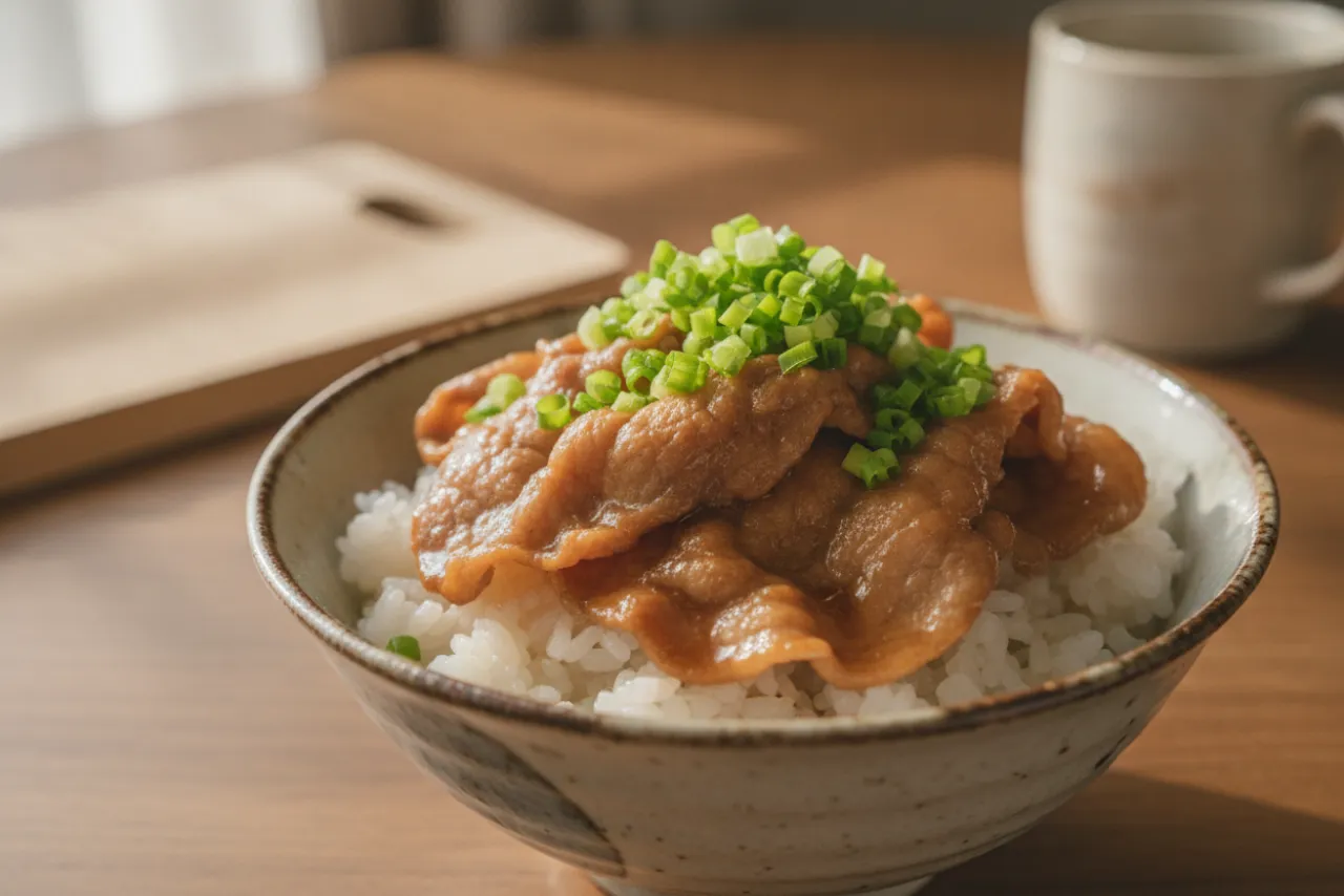 Butadon — Japanese recipe, finished and plated