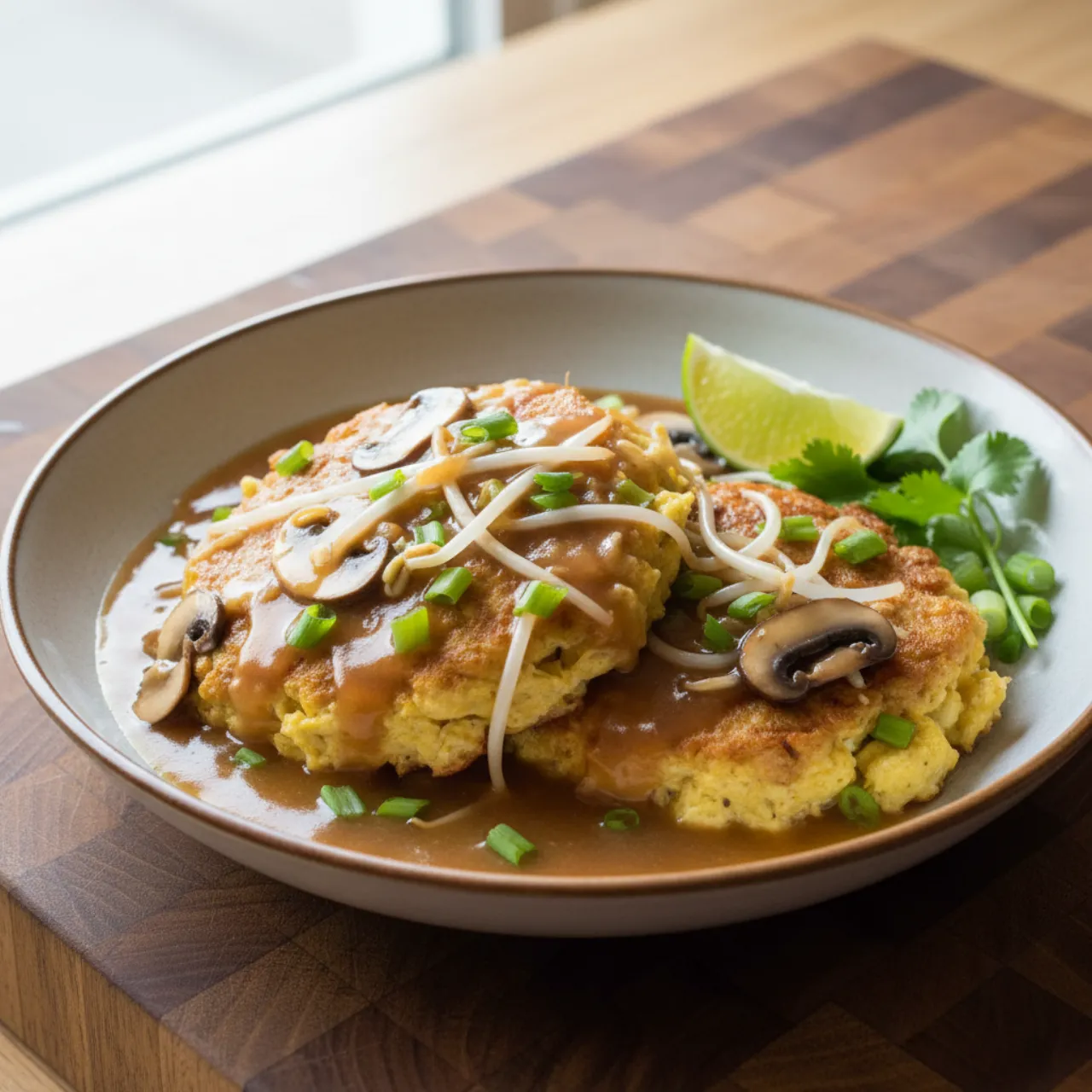 Egg Foo Young — a high-protein egg chinese recipe with about 3g of fiber