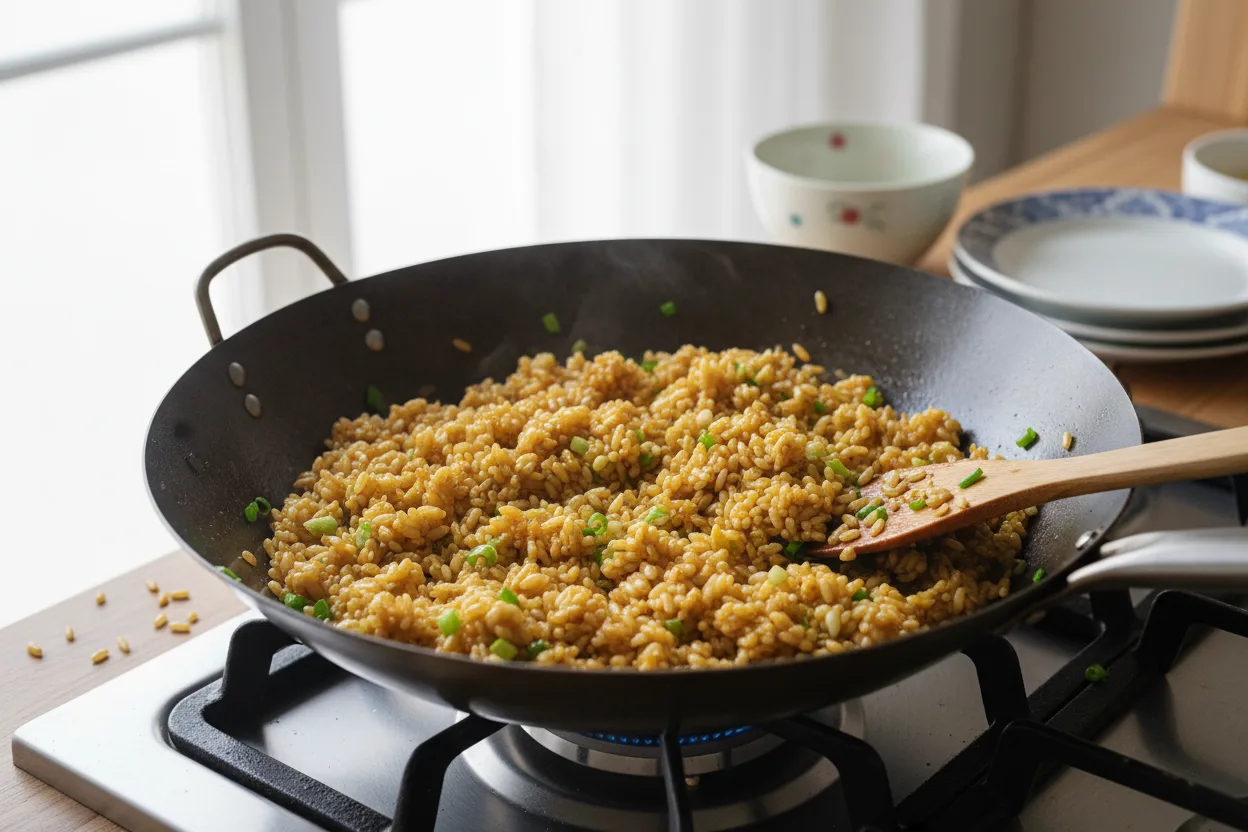 Egg Fried Rice — Chinese recipe, finished and plated