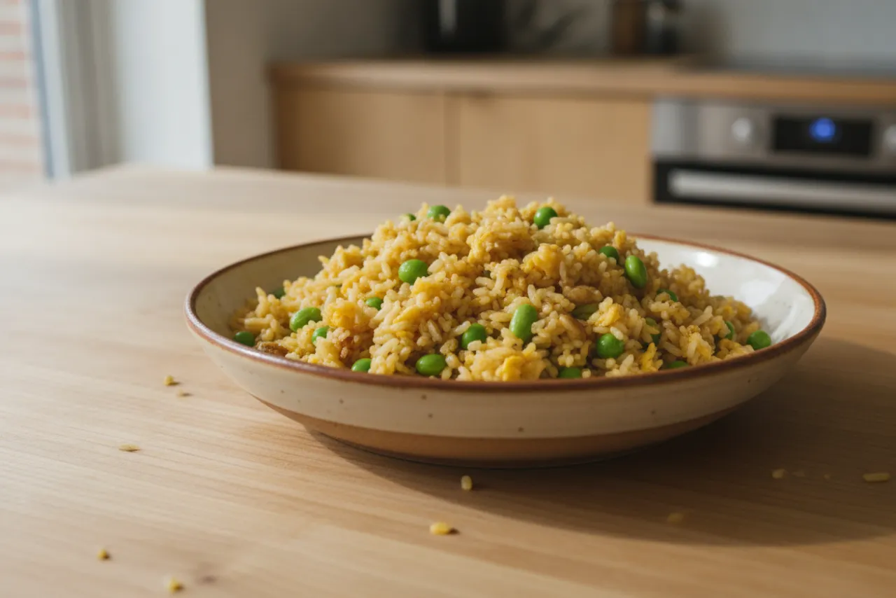 High-Protein Egg Fried Rice — a pantry chinese recipe with about 3g of fiber