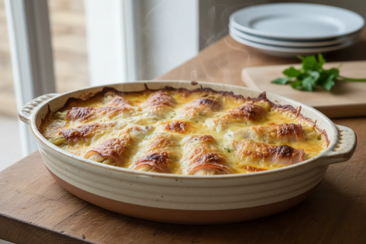 Endives au Jambon — a high-protein low-carb french recipe with about 3g of fiber