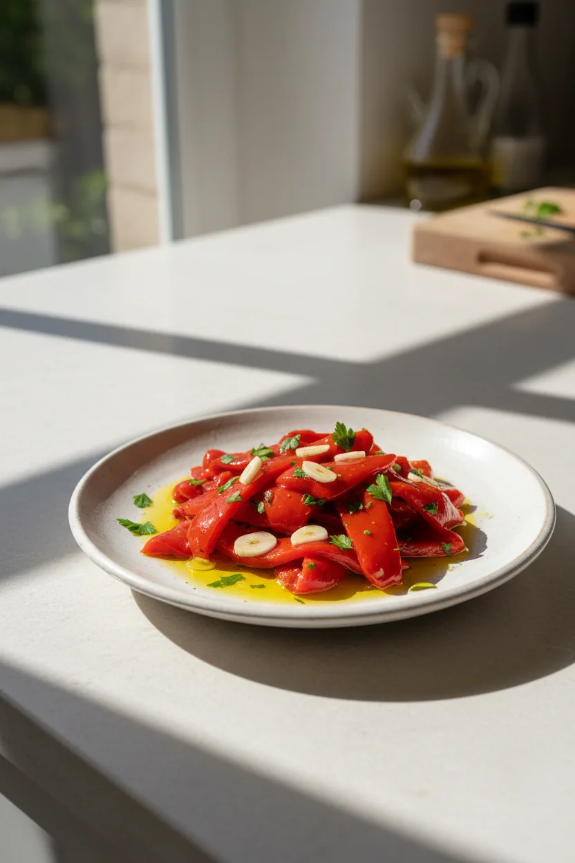 Ensalada de Pimientos — Spanish recipe, finished and plated