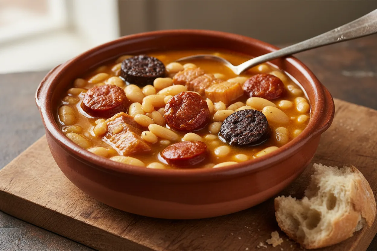 Fabada Asturiana — a high-protein muscle-building spanish recipe with about 13g of fiber