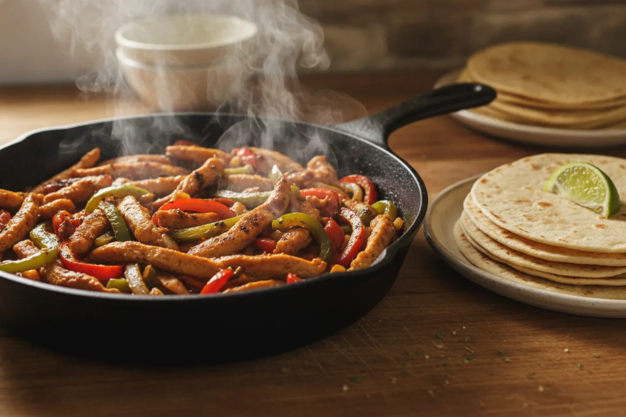 Chicken Fajitas — a high-protein chicken mexican recipe with about 5g of fiber