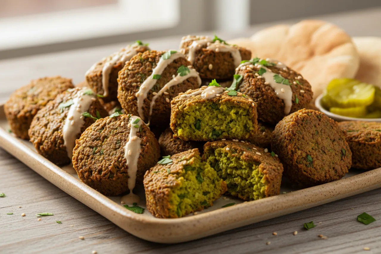 Falafel — Middle Eastern recipe, finished and plated