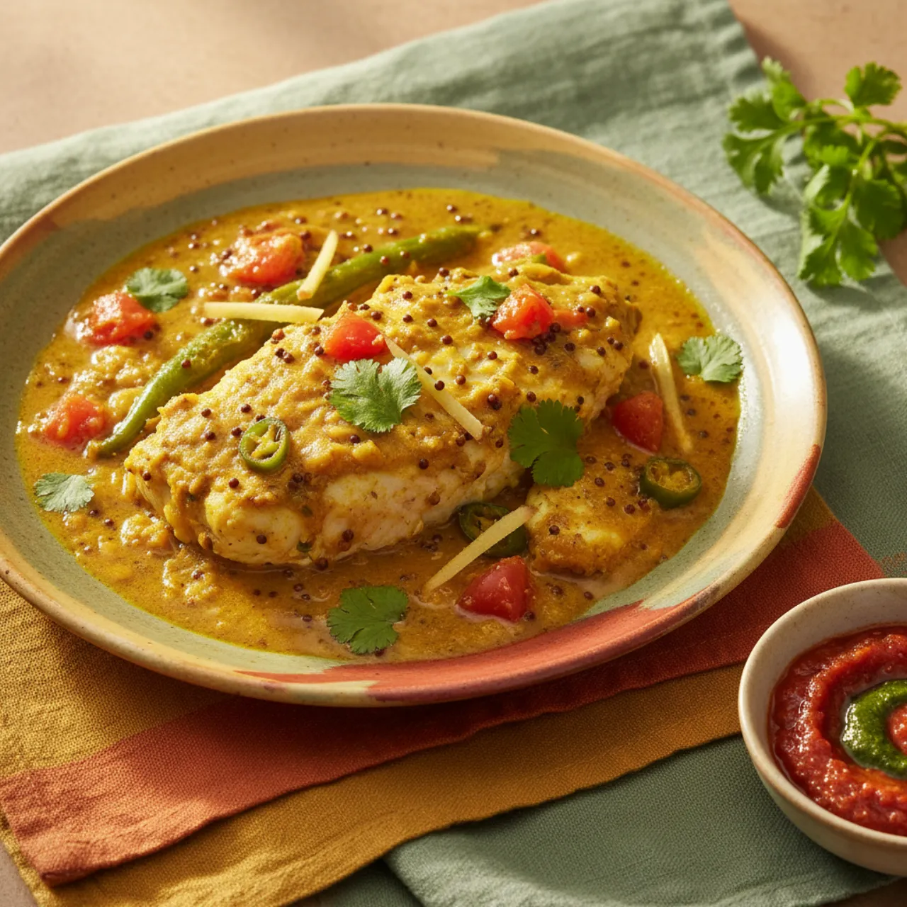 Bengali Fish Curry — a high-protein low-calorie indian recipe with about 2g of fiber