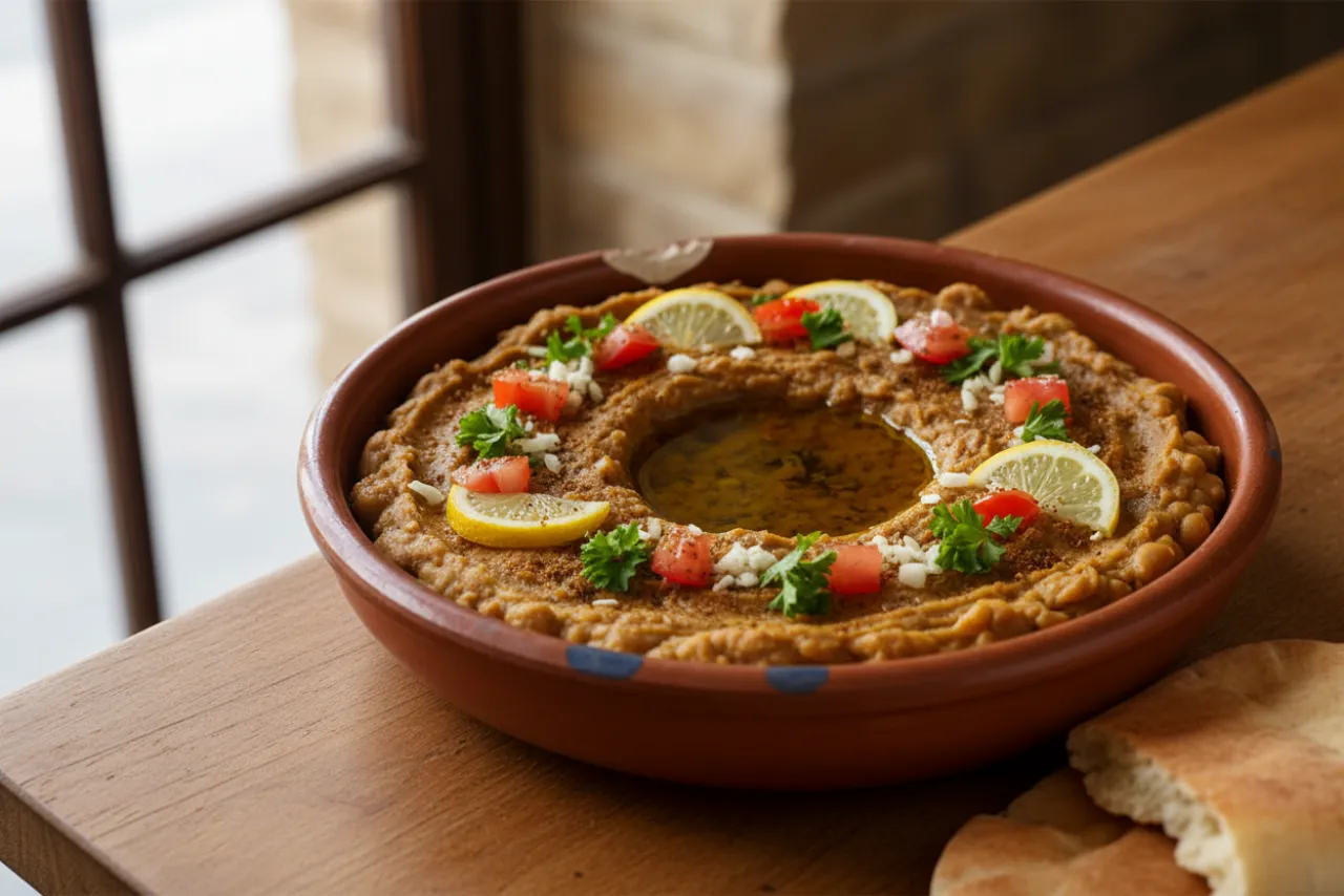 Ful Medames — a high-fiber high-protein breakfast middle eastern recipe with about 12g of fiber