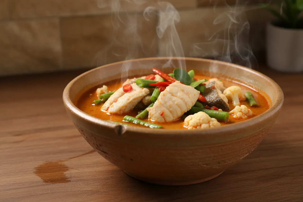 Gaeng Som — a high-protein low-calorie thai recipe with about 2g of fiber