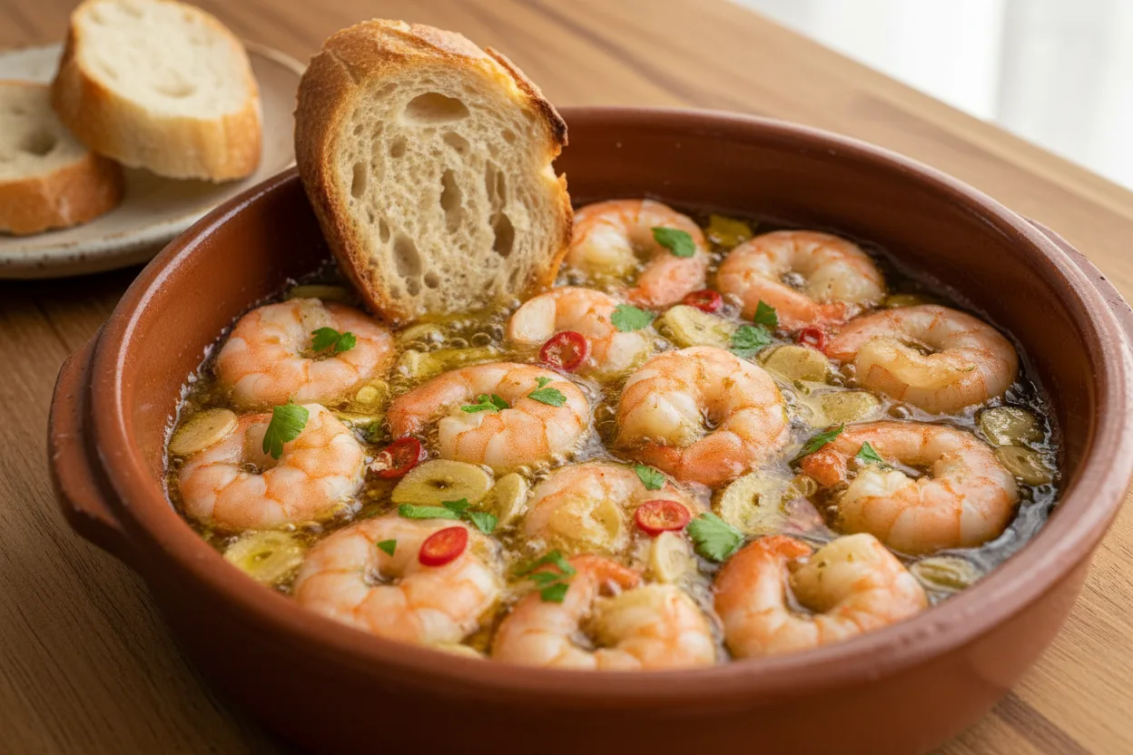Gambas al Ajillo — a easy high-protein dinner spanish recipe with about 1g of fiber