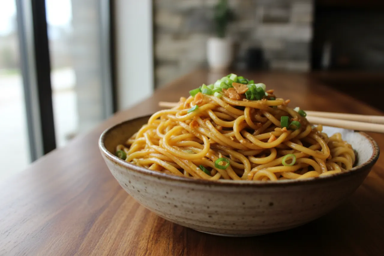 Garlic Butter Noodles — American recipe, finished and plated