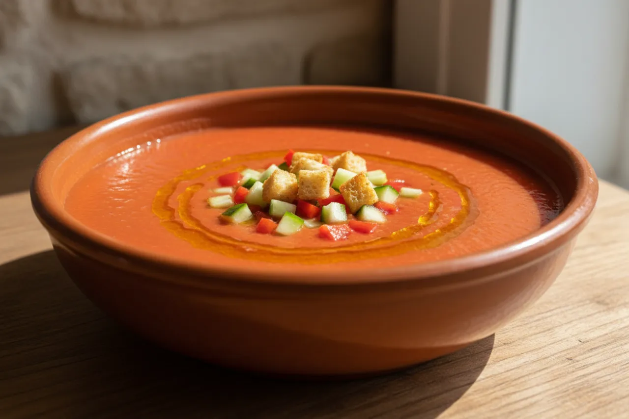 Gazpacho Andaluz — a low-calorie dinner spanish recipe with about 4g of fiber