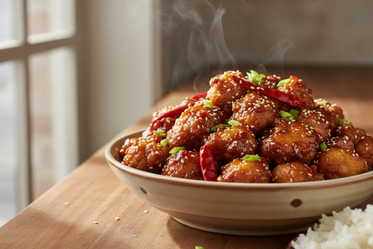 General Tso's Chicken — a easy family dinner chinese recipe with about 1g of fiber