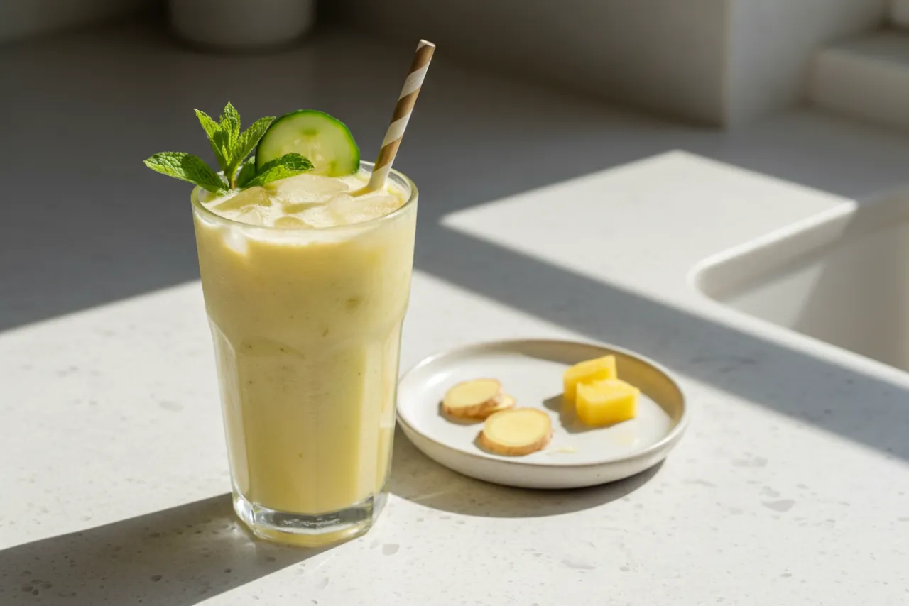 Ginger-Pineapple Debloat Smoothie — American recipe, finished and plated