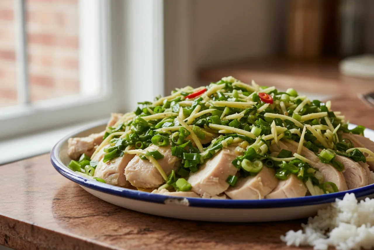 Ginger Scallion Chicken — a high-protein chicken chinese recipe with about 1g of fiber