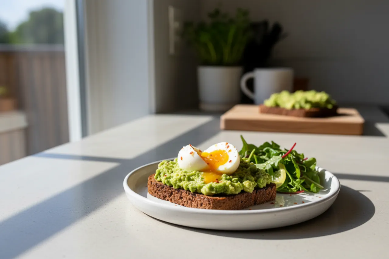 Egg & Avocado Rye Toast — a pantry american recipe with about 6g of fiber