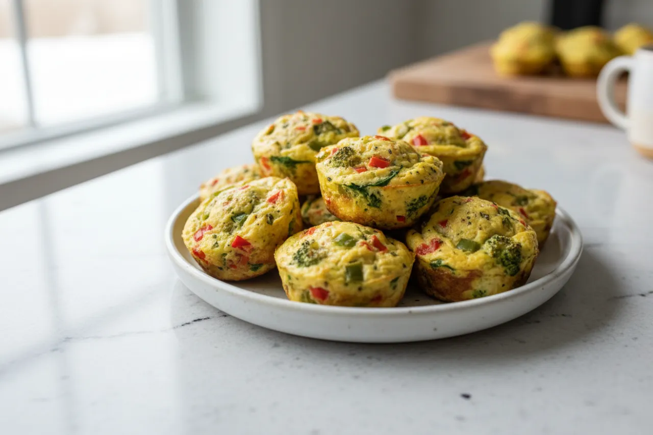 Veggie Egg Muffins — American recipe, finished and plated