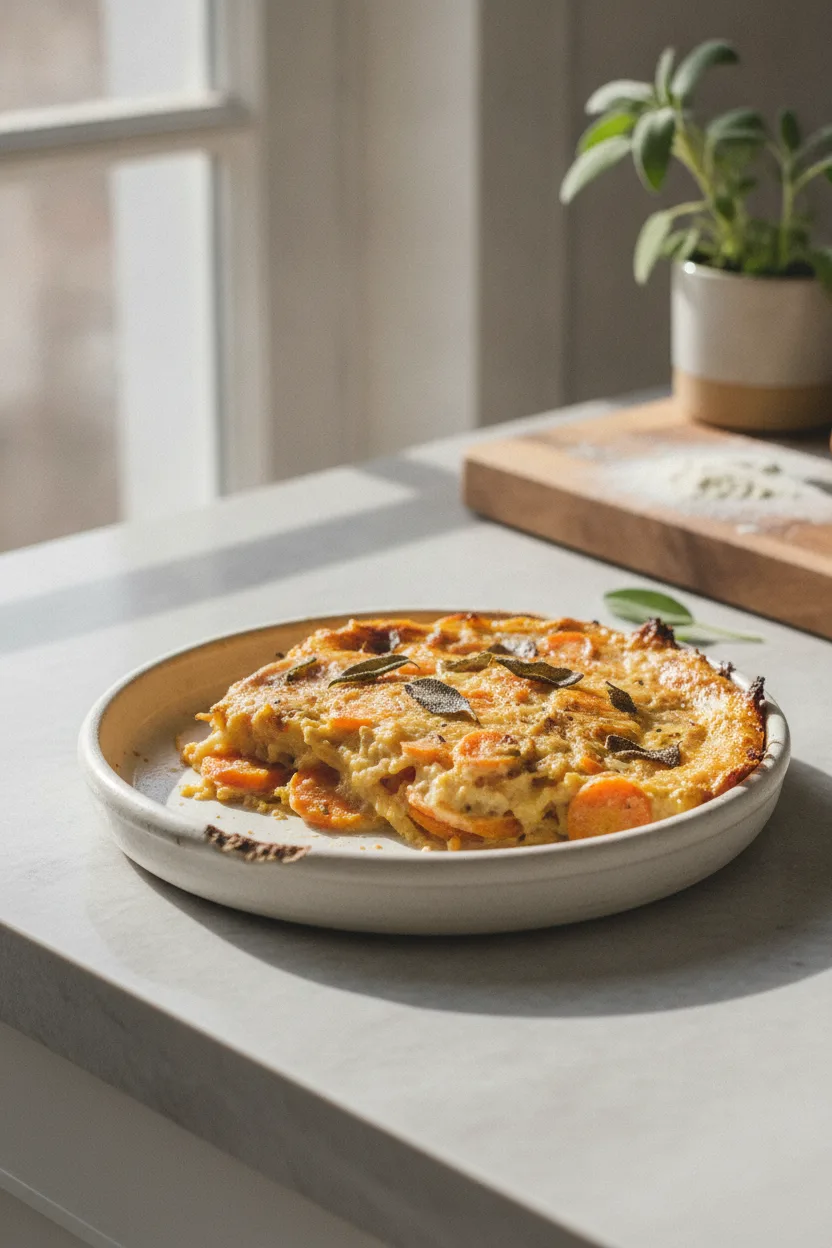 Gratin de Carottes a la Sauge — French recipe, finished and plated