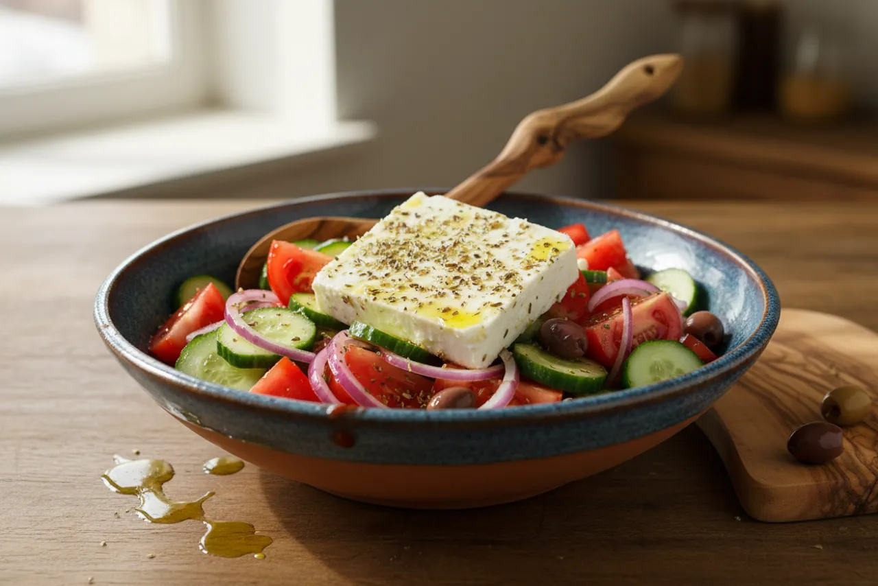 Greek Salad — a anti-inflammatory dinner greek recipe with about 3g of fiber