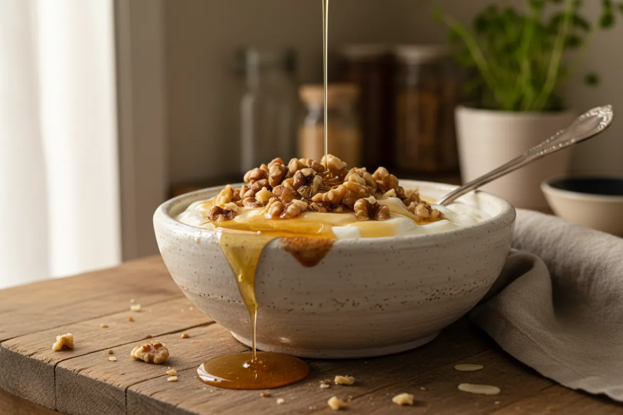 Winnie the Pooh Bowl — Greek recipe, finished and plated