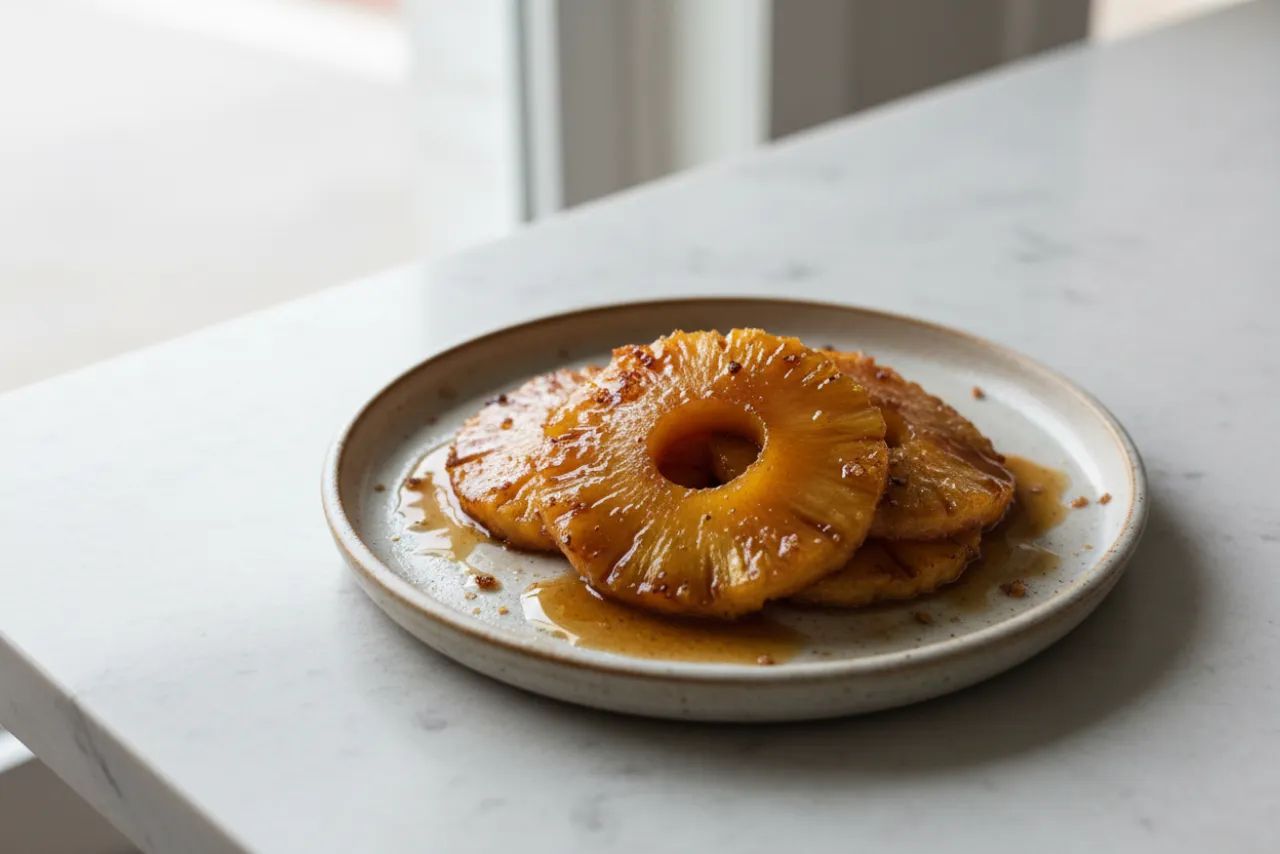 Caramelized Pineapple — American recipe, finished and plated
