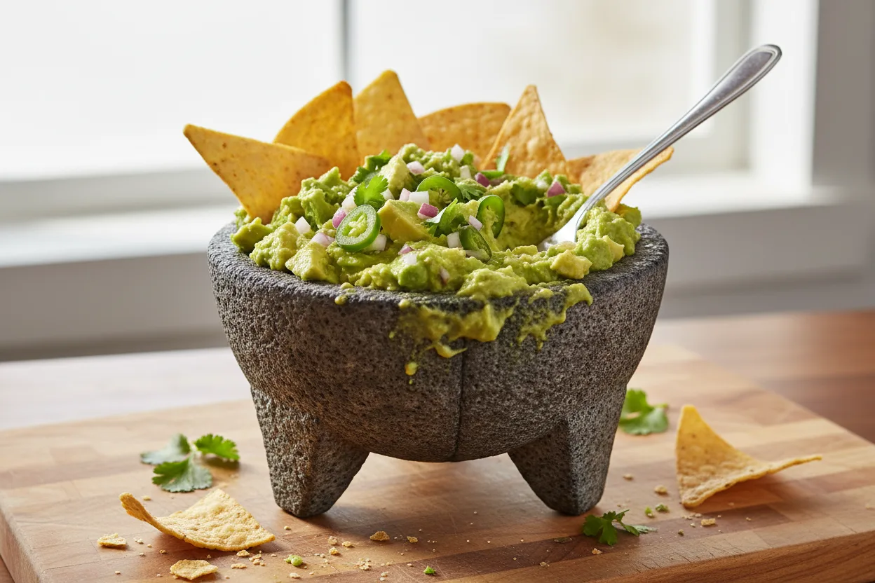 Guacamole — Mexican recipe, finished and plated