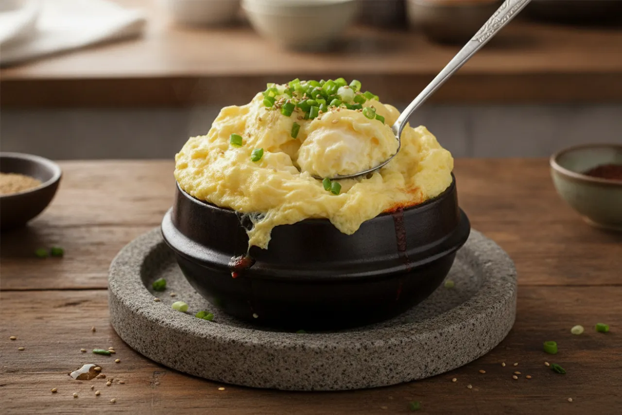 Gyeran Jjim — a keto dinner korean recipe with about 0g of fiber