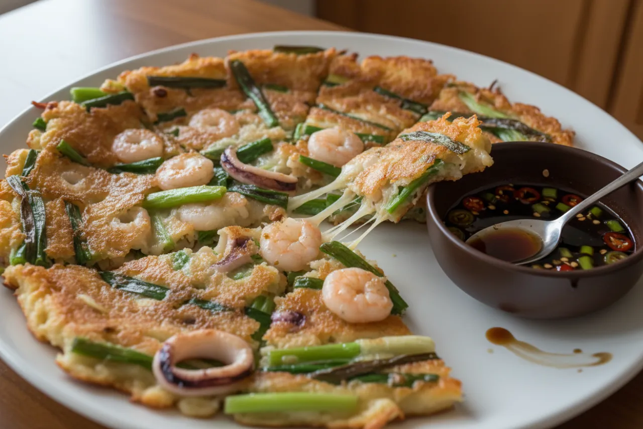 Haemul Pajeon — Korean recipe, finished and plated