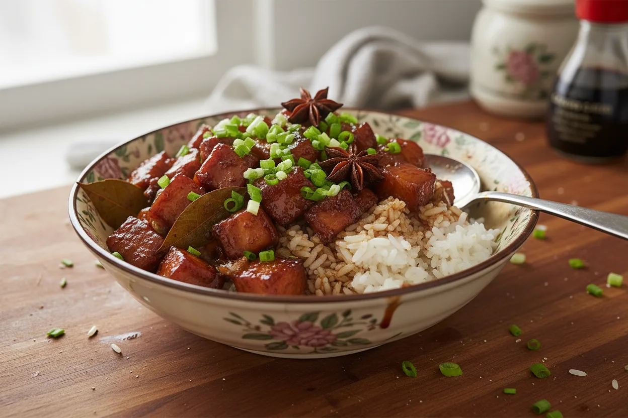 Hong Shao Rou (Red-Braised Pork Belly) — a one-pot chinese recipe with about 1g of fiber